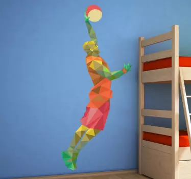 Vinil decorativo jogador basquetebol geométrico - TenStickers