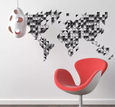 Vinil decorativo mapa mundo cinzento geométrico - TenStickers