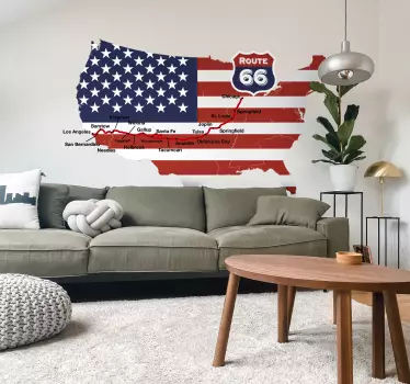 Vinil decorativo mapa Ruta 66 - TenStickers