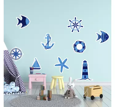 Vinil decorativo marítimo infantil Elementos náuticos - TenStickers