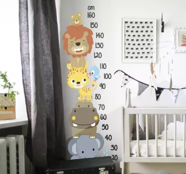 Vinil decorativo medidor de altura animais empilhados - TenStickers