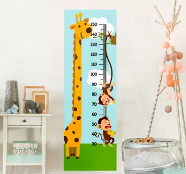 Autocolante decorativo Macaco e girafa medidor - TenStickers