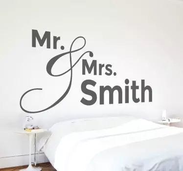 Vinil decorativo Mr & Mrs Personalizável - TenStickers