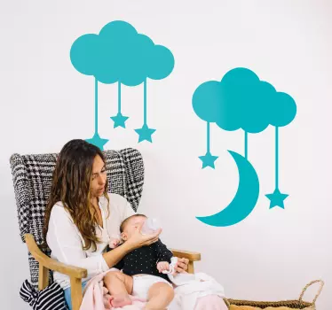 Vinil decorativo nuvens e lua - TenStickers