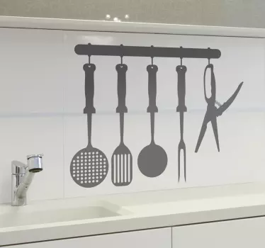 Vinil decorativo para cozinha silhueta untensilios - TenStickers