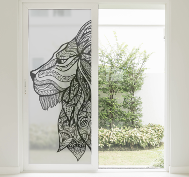 Vinil decorativo para janela com cabeça de leão - TenStickers