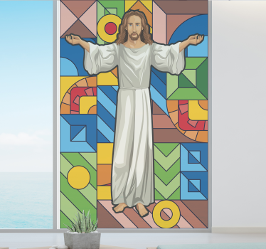 Vinil decorativo para janelas vitral Jesus Cristo - TenStickers