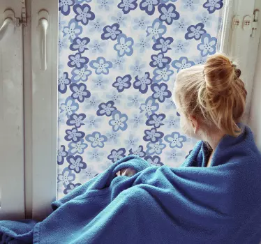 vinil decorativo para janelascom padrão de flor nórdica - TenStickers