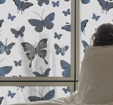 vinil decorativo para janelasde asa de borboleta com glitter azul - TenStickers