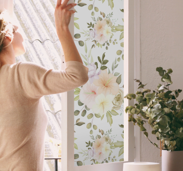 vinil decorativo para janelasde belo padrão floral sem costura - TenStickers