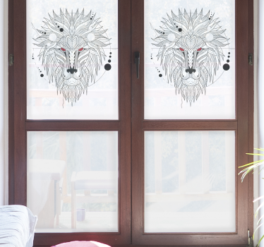 vinil decorativo para janelasde desenho geométrico de leão - TenStickers