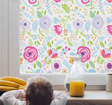 vinil decorativo para janelasde flores coloridas - TenStickers