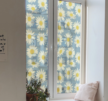 vinil decorativo para janelasde margaridas brancas e amarelas - TenStickers