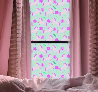 vinil decorativo para janelasde padrão de unicórnio de flor - TenStickers