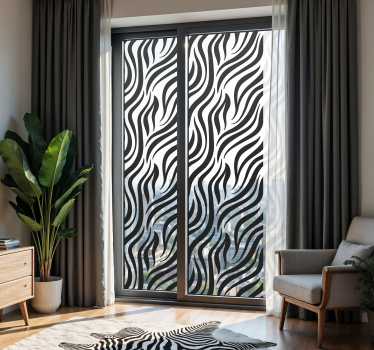 vinil decorativo para janelaspreto e branco com riscas de zebra - TenStickers