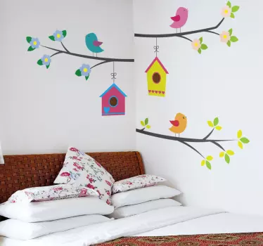 Vinil decorativo pásssaros nos ramos - TenStickers