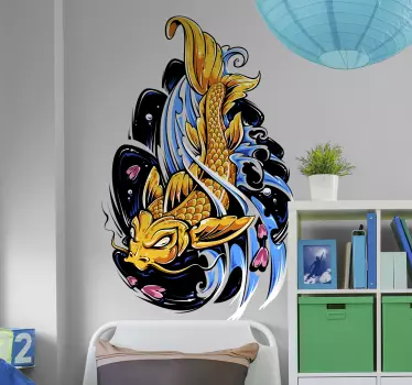 Autocolante decorativo com peixes Peixe koi dourado - TenStickers