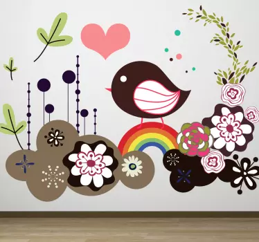 Vinil decorativo psicodélico de pássaro - TenStickers