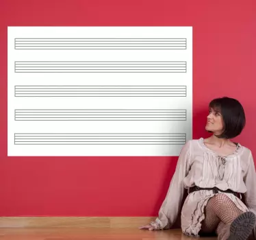 Vinil decorativo quadro branco pauta musical - TenStickers