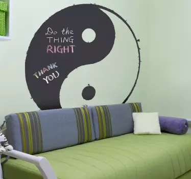 Vinil decorativo quadro preto ardósia yin yang - TenStickers