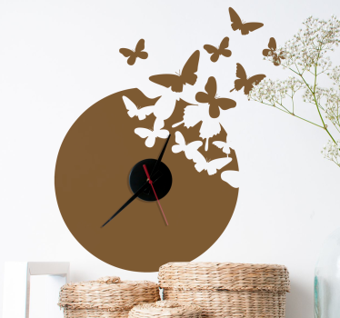 Vinil decorativo relógio borboletas - TenStickers