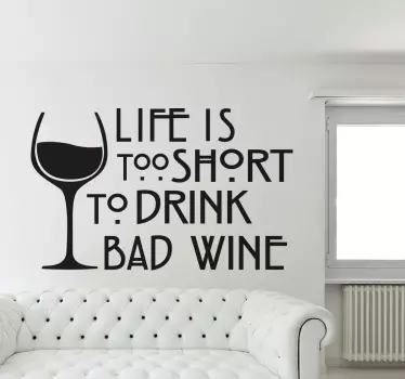 Vinil decorativo texto vida e vinho - TenStickers