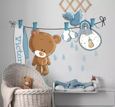 Vinil decorativo infantil urso molhado - TenStickers