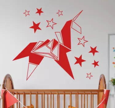 Vinil geométrico unicórnio e estrelas - TenStickers