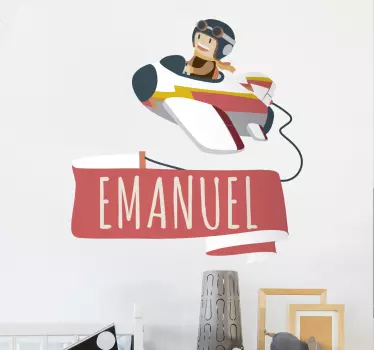 Vinil Infantil Avião Mensagem Personalizável - TenStickers