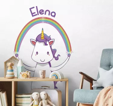 Vinil infantil unicórnio e arco-íris - TenStickers