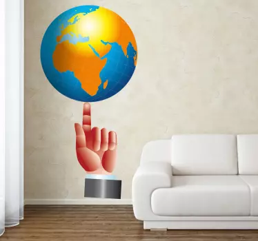 Autocolantes sala de reuniões Dedo a segurar o globo terrestre - TenStickers