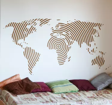Autocolantes para sala de jantar Mapamundo textura concêntrica - TenStickers