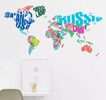 Vinil mapa mundi paises cores - TenStickers