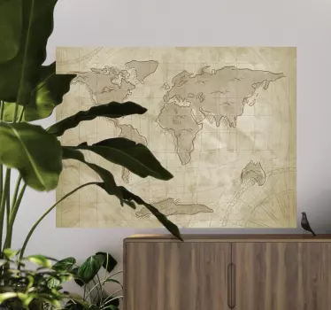Vinil mapa mundo estilo vintage - TenStickers
