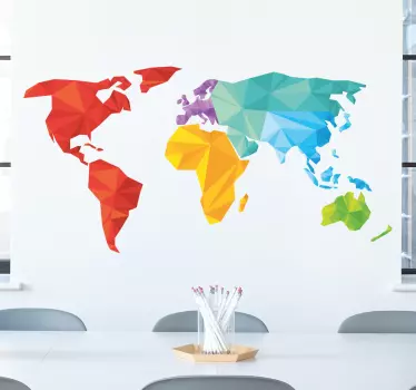 Vinil mapa mundo geométrico - TenStickers