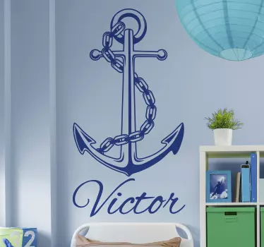 Vinil marítimo âncora com nome - TenStickers