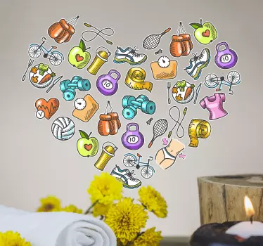 Autocolantes de medicina e saúde Coração acessórios desporto - TenStickers