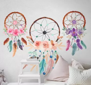 Vinil objeto Três apanhador de sonhos florais - TenStickers