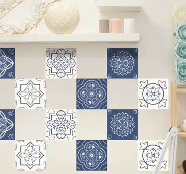 Autocolante azulejo Azulejos com padrões florais - TenStickers