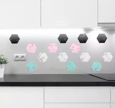 Autocolantes de padrões com texturas padrão hexagonal de marmore - TenStickers