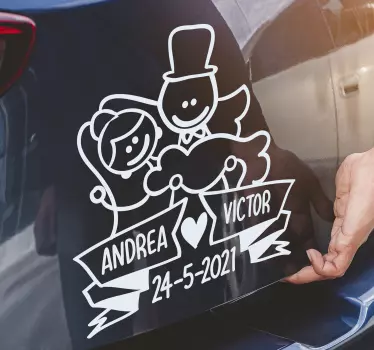 Autocolantes para Casamento Desenho Noivos com Nome - TenStickers