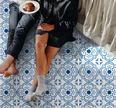 Vinil para chão autocolante de piso de padrão vintage em mosaico - TenStickers