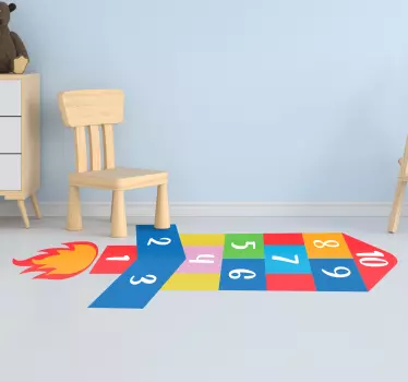 Vinil para chão Foguete de amarelinha - TenStickers