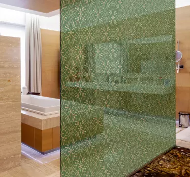 Vinil para chuveiro Elegante padrão verde e dourado - TenStickers