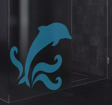 Vinil para chuveiro Golfinho saltando - TenStickers