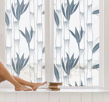 Vinil para chuveiro Padrão de plantas de bambu para vidro - TenStickers