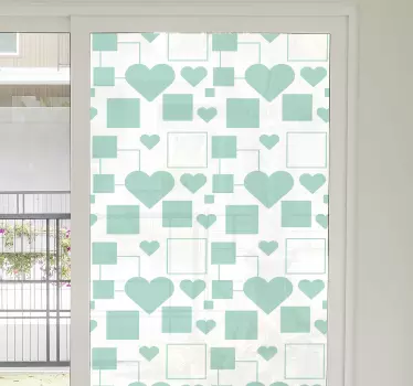 Vinil para chuveiro Quadrados com corações para vidro - TenStickers