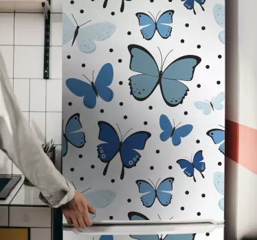Vinil para frigorífico Asa de borboleta preta e azul - TenStickers