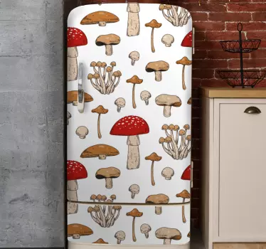 Vinil para frigorífico Cogumelos e flores amarelos e vermelhos - TenStickers