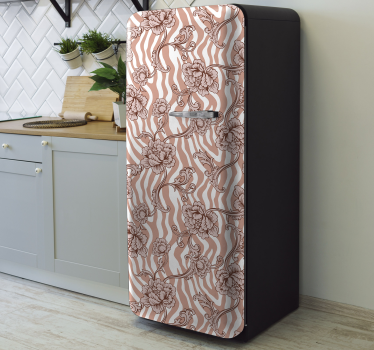 Vinil para frigorífico Estampa de zebra e flores ornamentais em c - TenStickers